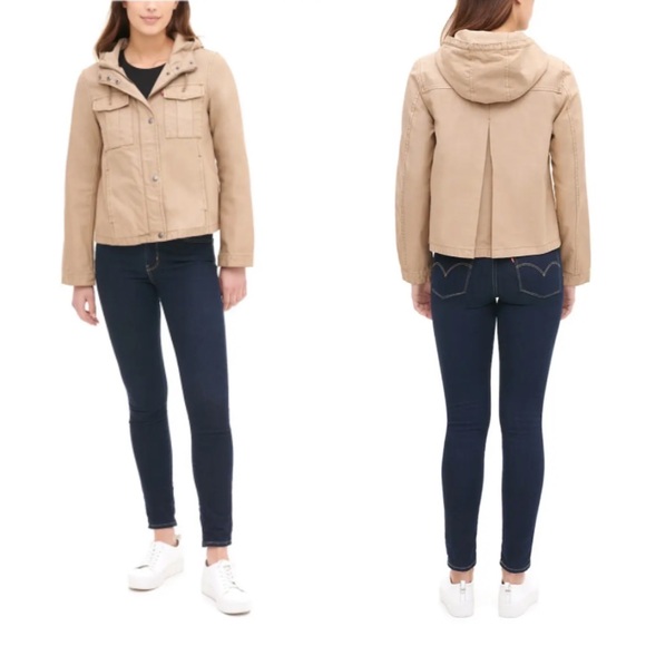 Levi's Hooded Crop Preppy Field Utility Cotton Jacket Khaki XL NWT - Picture 13 of 13